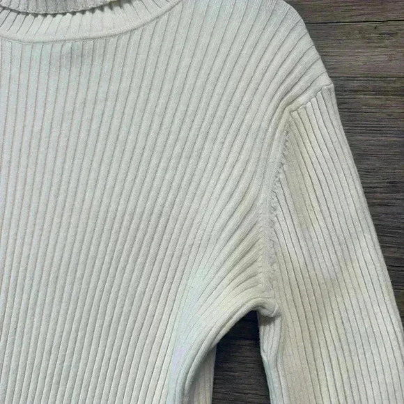 LL BEAN White Womens Ribbed Turtleneck Size XL - Picture 3 of 4
